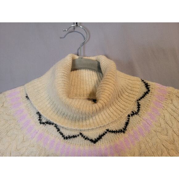 A New Day Fair Isle Turleneck Sweater Womens Sz Small Ivory Purple Black Gray - Picture 3 of 14